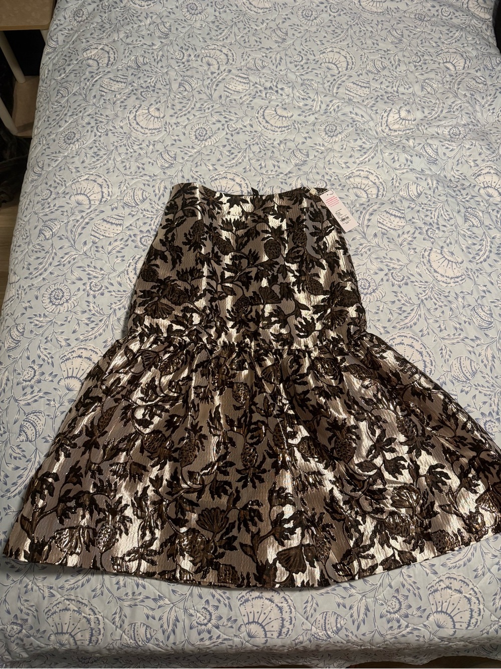 Lilly Pulitzer Metallic Floral Tiered Midi Skirt